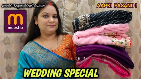 Meesho Wedding Special Saree Haul Party Wear Saree Haul Most