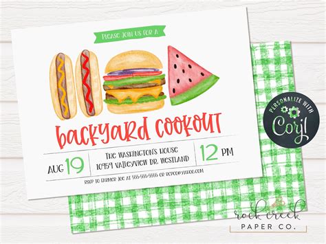 40+ premium milkshakes hot dogs 40+ premium milkshakes hot dogs chargrilled hamburgers corndogs chicken bbq and many, many fact: Backyard Cookout Invitation Burger & Hot Dogs Invitation ...