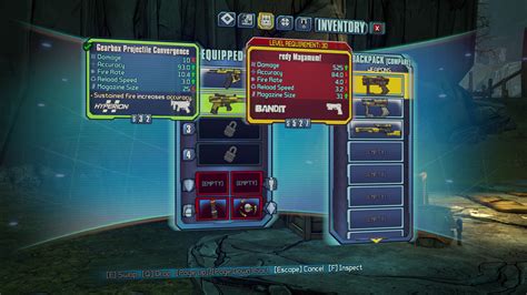 Compare Weapons Borderlands 2 Interface In Game