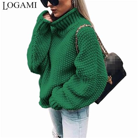 logami womens hm turtleneck sweater knit pullover sweater loose fit for autumn and winter 210811