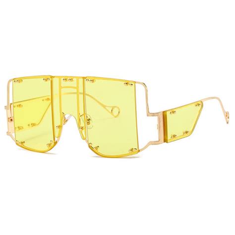 buy oversized square sunglasses metal frame rivets sun glasses for women trend eyewear at