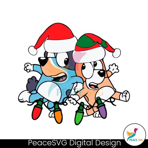 Bluey And Bingo Christmas Lights Svg Digital Cricut File Peacesvg