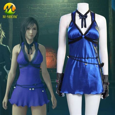 Final Fantasy Vii Remake Tifa Lockhart Cosplay Costume Blue Dress For