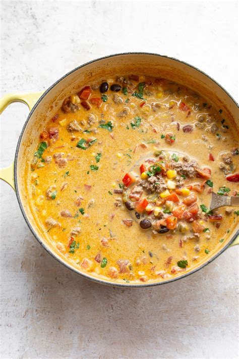 This Easy Creamy Taco Soup With Ground Beef Is Super Flavorful And