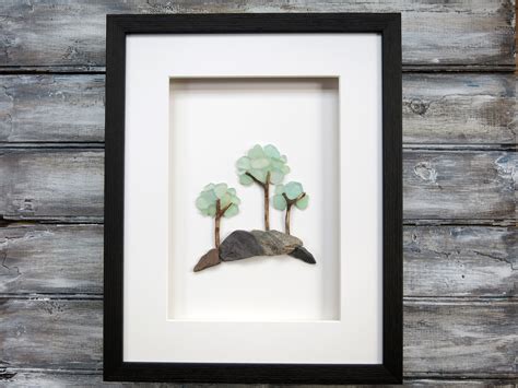 Pebble And Sea Glass Art Trees By Maine Artist M Mcguinness Beach Glass Crafts Sea Glass