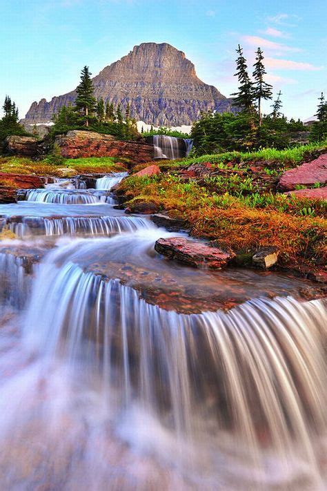 Glaciers Cascades Waterfall Beautiful Places National Parks