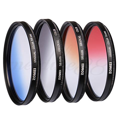 Zomei 58mm Pro Optical Graduated Gradual Color Filter Kit Red Blue