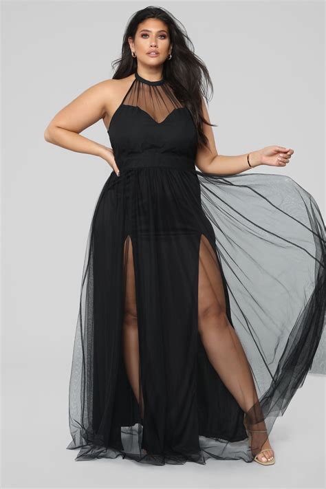 Black Tulle Dress Plus Size Black Dress Sexy Halter Neck Plus Size A