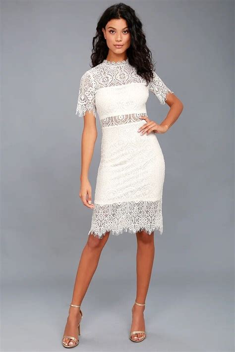 Lulus Remarkable White Lace Bridal Shower Dress Gem