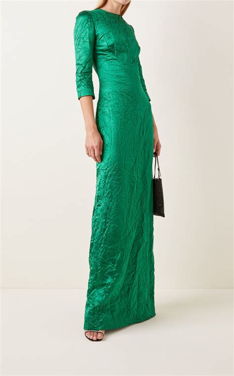 Miu Miu Crinkled Silk Satin Maxi Dress