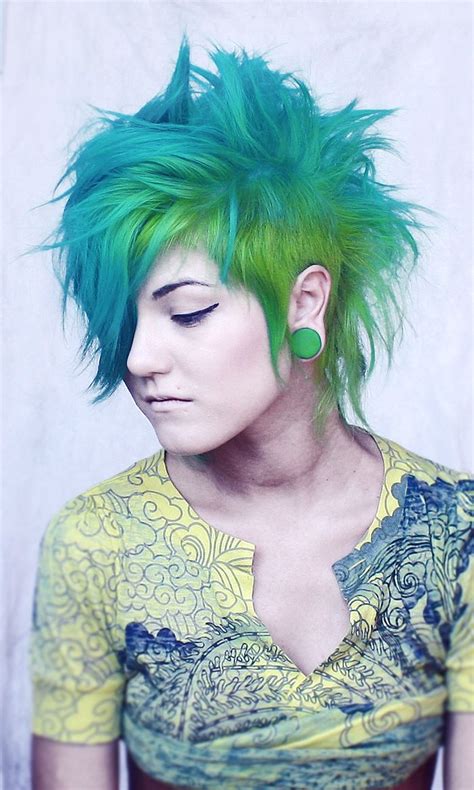 The Artistry Of Hair Greenblue Hair Punk Hair Short Punk Hair