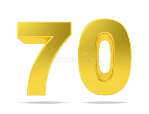 Gold Metal Number 70 Seventy Isolated On White Background 3d Rendering