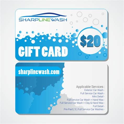 Valet auto wash is not responsible for lost or stolen gift cards. Design a Gift Card for my Car wash Business | Freelancer