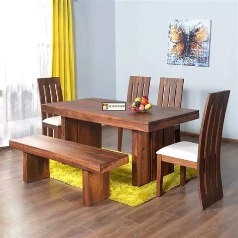Kendalwood Furniture Sheesham Wood 6 Seater Teak Finish Dining Table