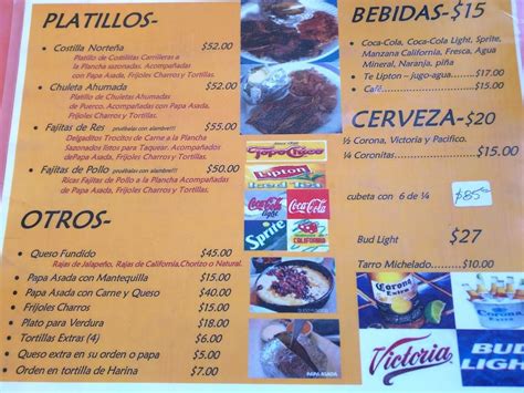 Carta Del Restaurante Tacos El Cuervo Ciudad Juarez