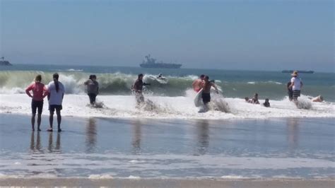 Surf Roils Long Beach California