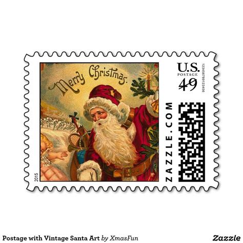 Postage With Vintage Santa Art Christmas Stamps Vintage