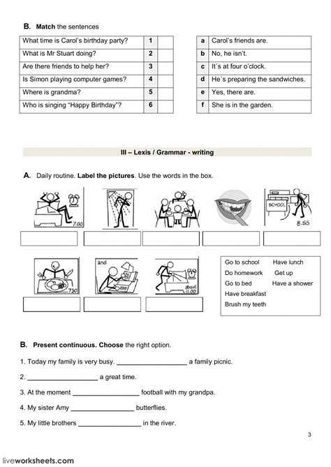 Test With Daily Routine Interactive Worksheet