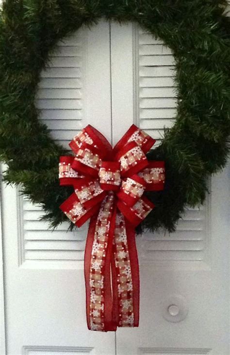Christmas Wreath Bows Rustic Red Burlap And By Custombowsbyjami