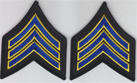 Sgt Sergeant Chevrons Royal Blue And Gold On Black 3 18 X 3 78