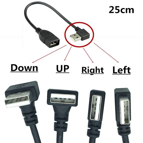 USB A Female To USB A Male Degree Left Right Up Down Angle Adapter Extension Adapter Cable