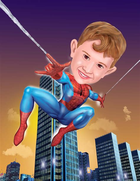 Caricaturecartoon Spiderman Caricature Kid Caricature Superhero