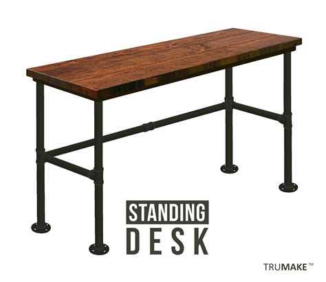 Standing Desk Wood And Pipe Desk Industrial Style Desk Rustic Wood And