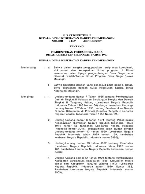 Latar belakang dan tujuan bentuk dan nama sekolah lokasi sekolah dan dukungan masyarakat sumber peserta didik. Contoh Sk Desa - Dunia Sosial