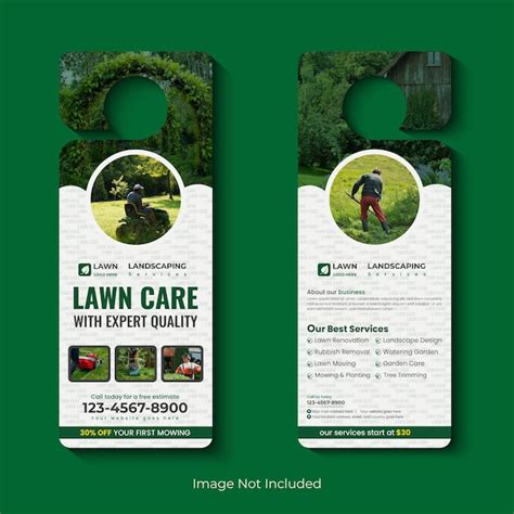 Premium Vector Lawn Care And Maintenance Lawn Trimming Door Hanger
