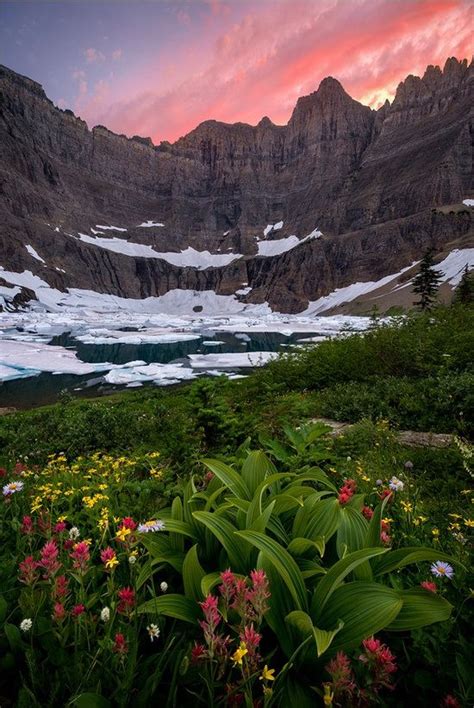 Sunset Iceberg Lake Glacier National Park Montana National Parks