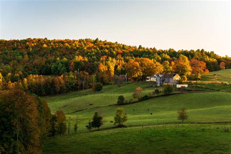 Rural Vermont In Autumn Rolling Rural Landscape In Vermont At Sunset
