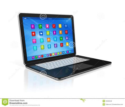Laptop Computer Apps Icons Interface Royalty Free Stock