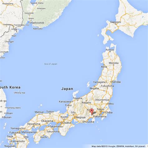 Looking at mount fuji, or from the top of mount fuji? Mount Fuji on Map of Japan