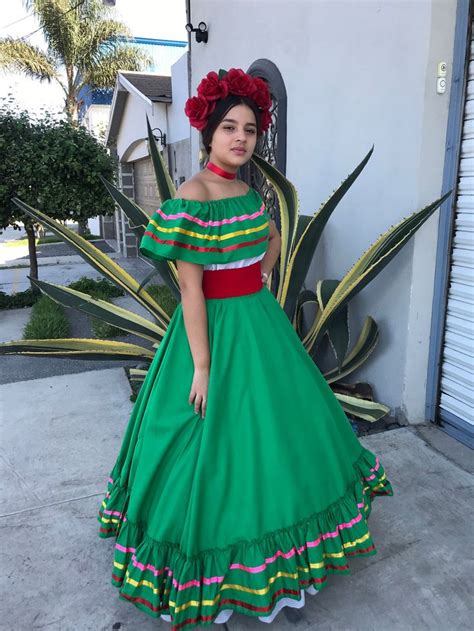 Mexican 100 Cm Dress With Top Handmade Beautiful Frida Kahlo Style