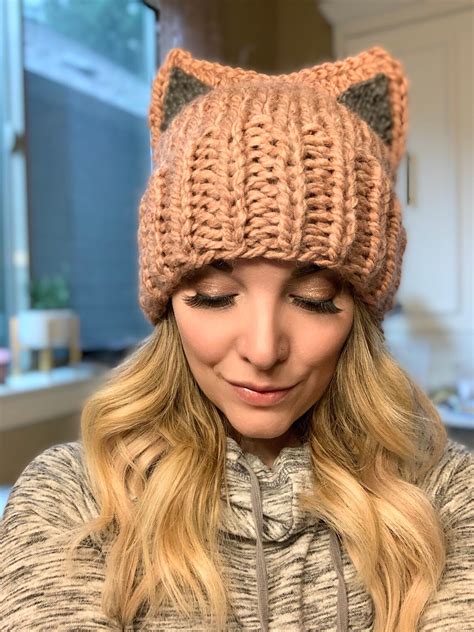 More Colors Cute Knitted Kitty Cat Hat Cat Ears Hat Cat Ear Etsy