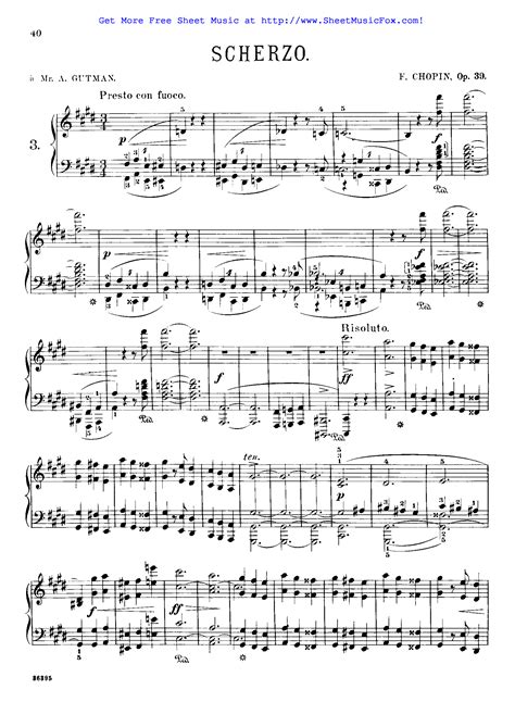 Free Sheet Music For Scherzo No3 Op39 Chopin Frédéric By Frédéric