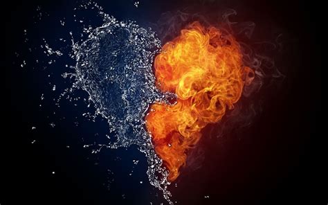 Elements Of Love Fire Heart Water Art Fire And Ice