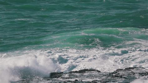 Ocean Waves Breaking On Rock Stock Footage Videohive