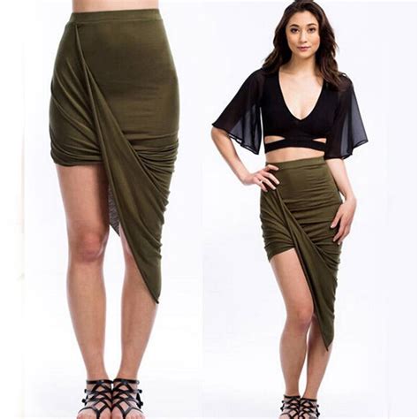 Sexy Wrap Skirt Women Asymmetrical Hem 2017 Summer Beach Pencil Bodycon
