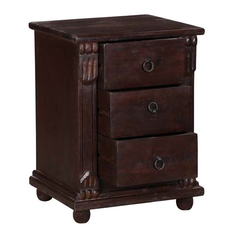 Jewelry drawer with compartments & sparkling fronts; Lincoln Study Mango Wood 3-Drawer Nightstand