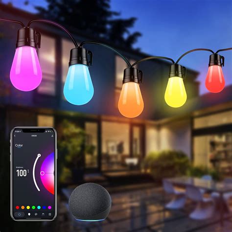 Buy Asahom Smart Outdoor String Lights 48ft Waterproof Dimmable Rgb