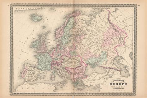 Johnsons 1880 Map Of Europe Art Source International