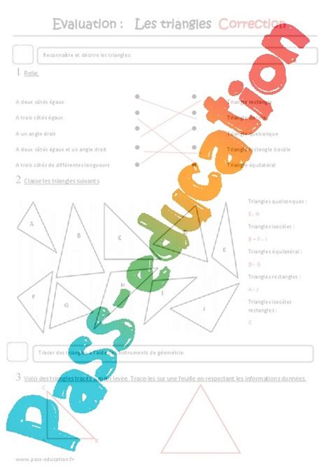 L'idée a été soufflée par tini : Triangles - Cm2 - Evaluation