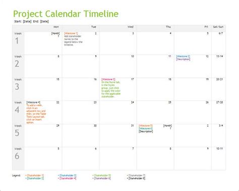 2021 Excel Calendar Project Timeline Project Timeline Template For