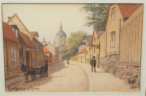 Bilder För 1821895 Fredrik Isberg Akvarell 3 St Fjellgatan å Söder