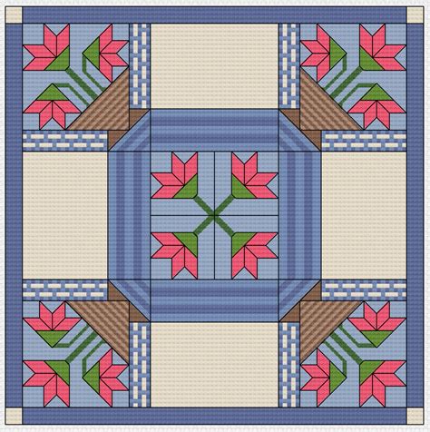 Both charts include color and stitch symbols. Cross Stitch Pattern Quilt Block Basket Basket