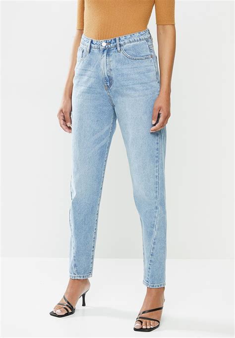 Riot Twisted Seam Mom Jean Blue Missguided Jeans