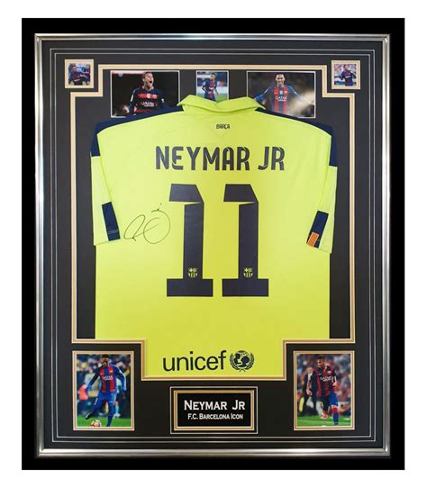 Signed Neymar Jr Jersey Framed Fc Barcelona Icon Shirt Firma Stella