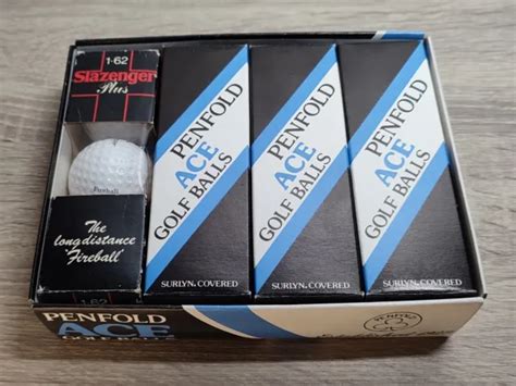 12 Vintage Penfold Ace And Slazenger Fireball Uk 162 Golf Balls New In
