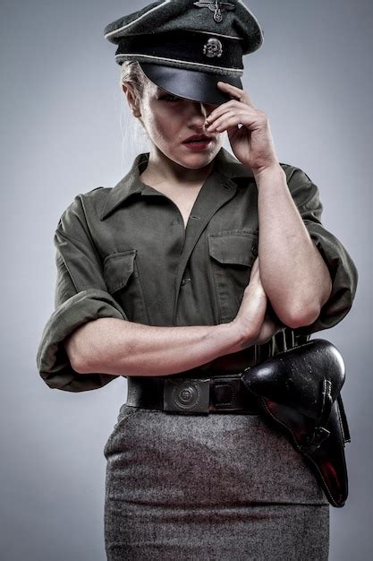 Premium Photo Nazi German Officer In World War Ii Reenactment Soldier Beautiful Woman